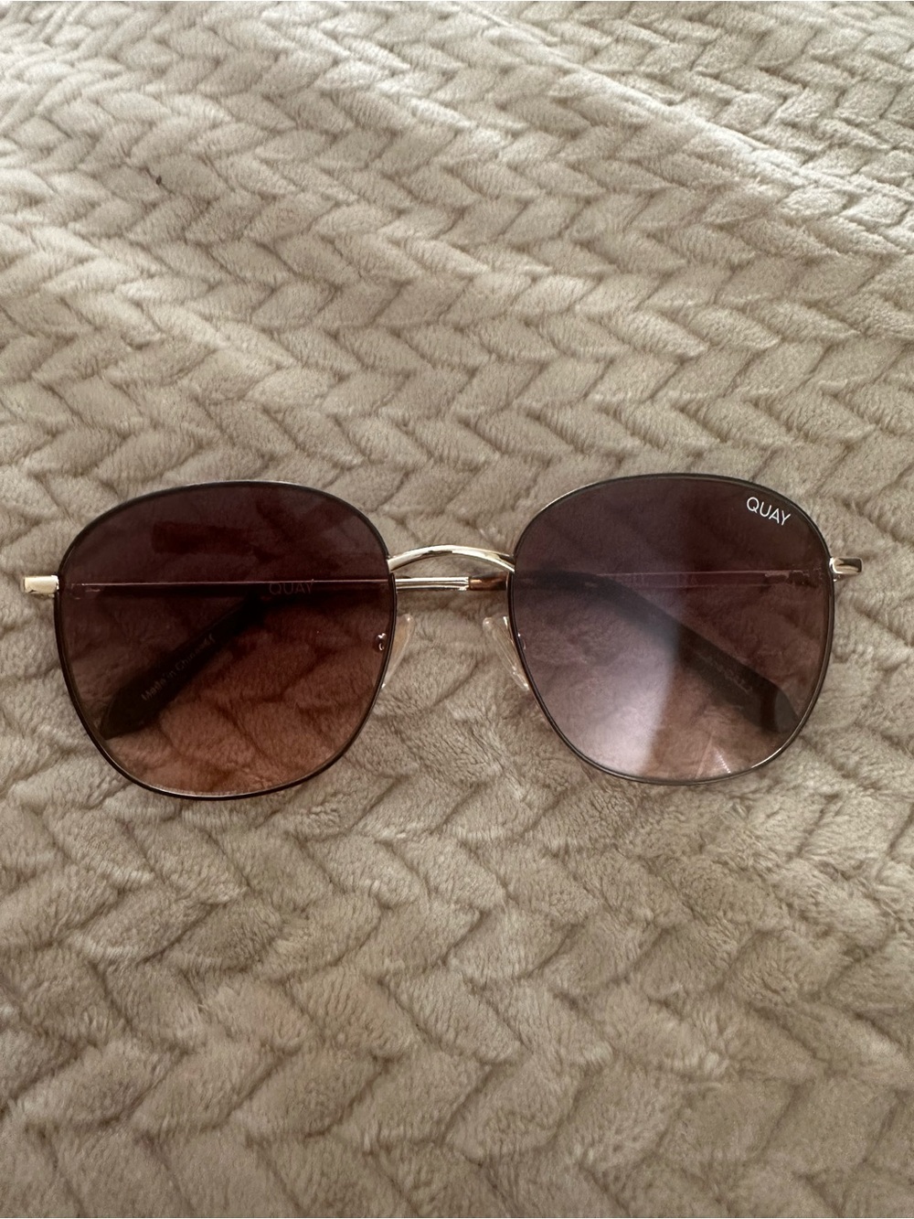 Quay Australia Gold Frame Brown Lens Oval Sunglasses